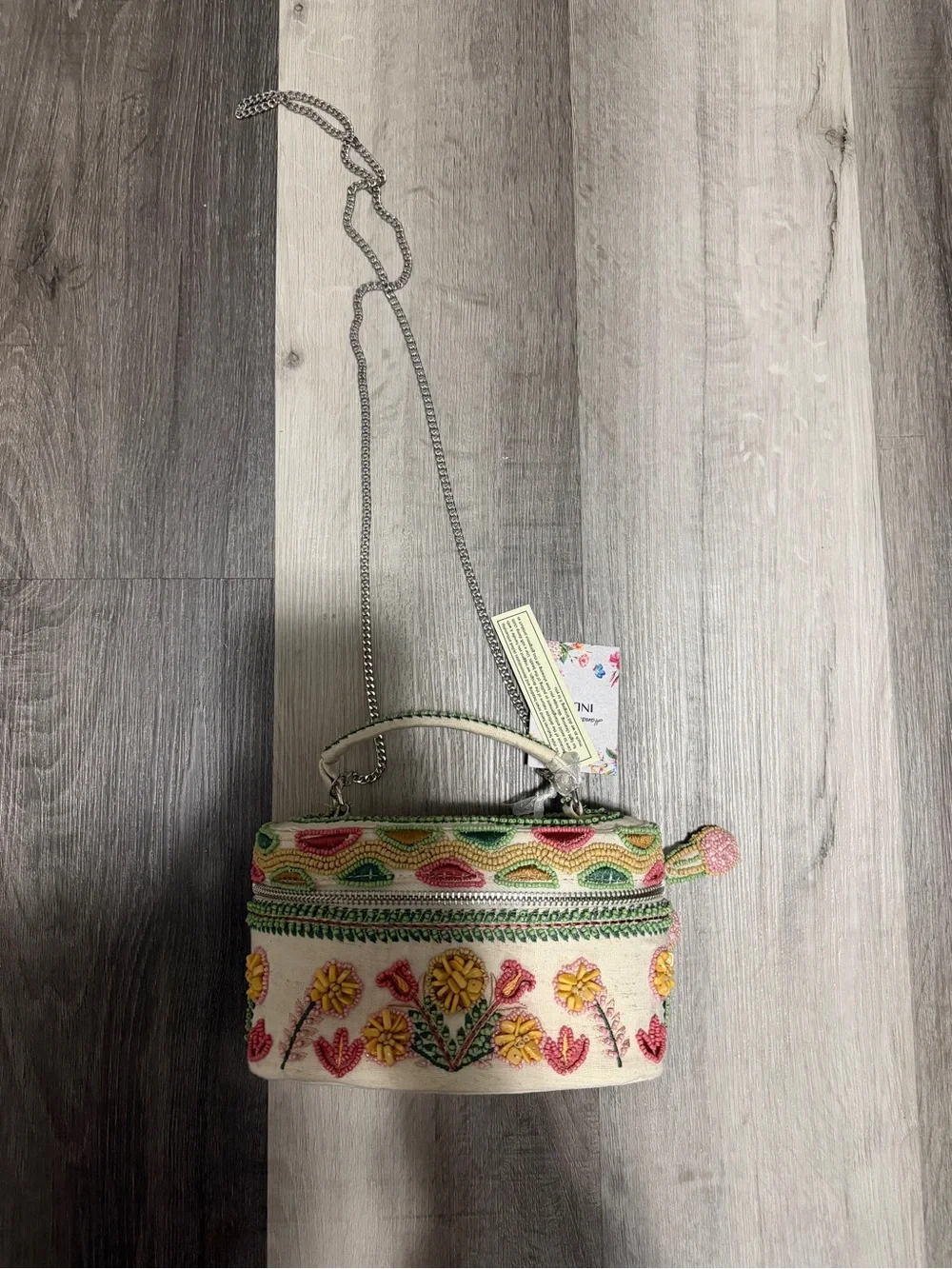 Embroidered Boho Beaded Crossbody Bag